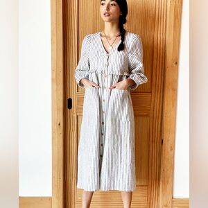 $278 EMERSON FRY size M Livia Shirtdress 100% linen Midi Dress PERFECT sold out